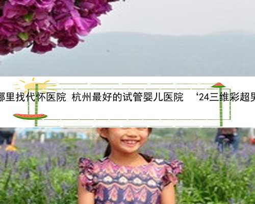 杭州哪里找代怀医院 杭州最好的试管婴儿医院 ‘24三维彩超男女’